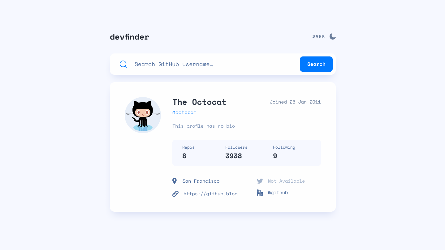 Github user search app preview